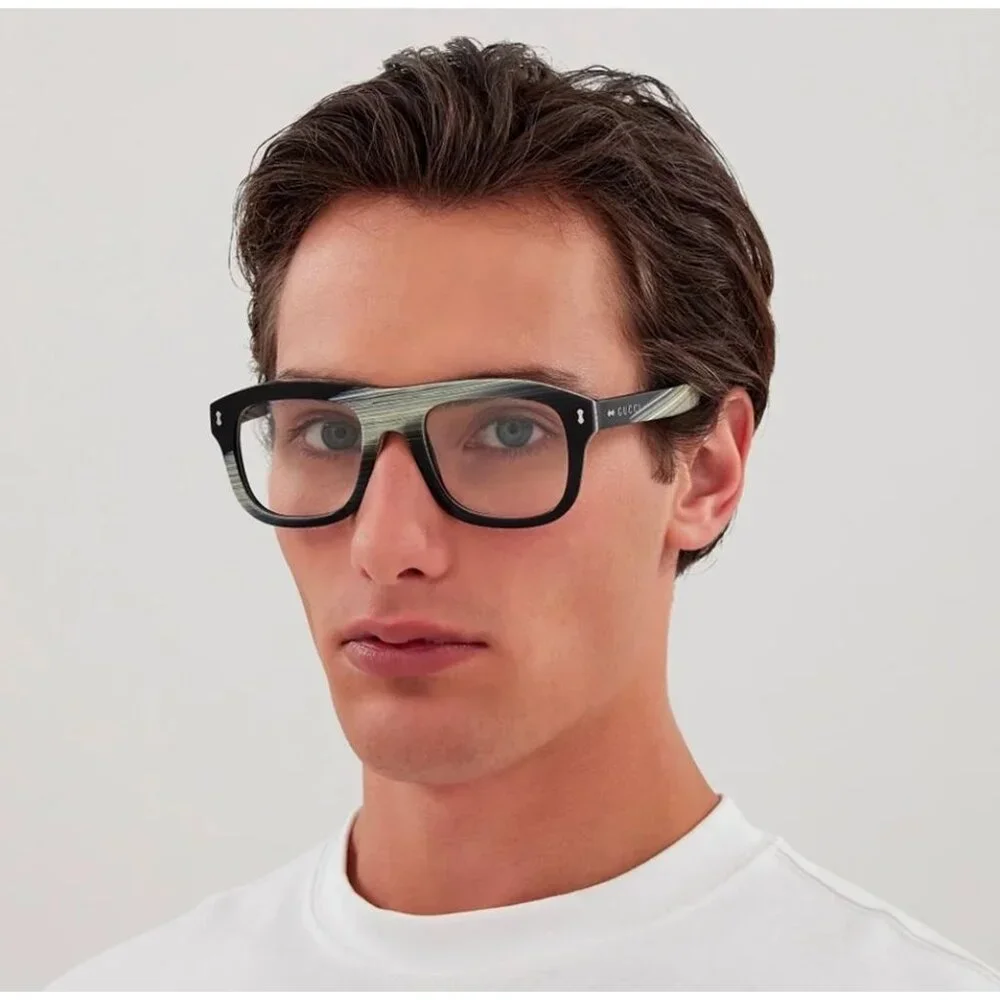 NEW GUCCI EYEGLASSES BLACK BEIGE BLUE MEN EYEWEAR GUCCI - Picture 3 of 4